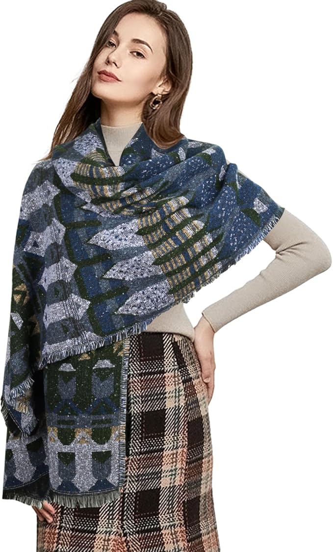 EXTREE Scarfs for Women Pashmina Silky Shawl Wrap for Evening Dressing Blanket Open Front Poncho Cape