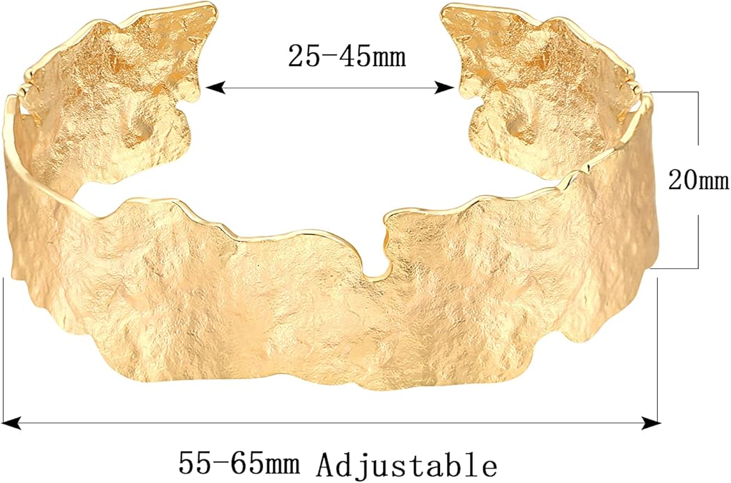 POTESSA 18K Gold Plated Cuff Bracelets Adjustable Dainty Bangle Handemade Jewelry for Women