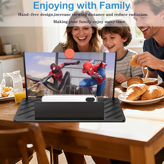 20" Screen Magnifier for Cell Phone,Mobile Phones 3D Magnifier, Screen Expanders for Movies, Videos, and Gaming, Foldable Phone Stand with Screen Amplifier Compatible with All Smartphones(Black)