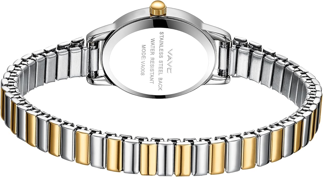 Small Gold Watches for Women,Analog Womens Watch with Stainless Steel Expansion Band,Oval Case Roman Dial,Water Resistant