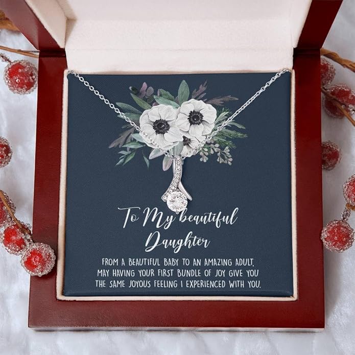 VIRAGIL To My Daughter Gift Necklace From Dad or Mom - Badass Daughter Jewelry With Heartfelt Message & Elegant Box