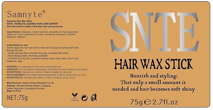 Samnyte Hair Wax Stick, Hair-Styling Waxes, Nourishing Accessories - Slick Stick for Women & Kids, Gel Tamer for Flyaways, Bun Maker & Styling Cream, 2.7 Fl Oz | Nourishing, for Women & Kids, Gel Tamer, for Flyaways, Bun Maker, 2.7 Fl Oz