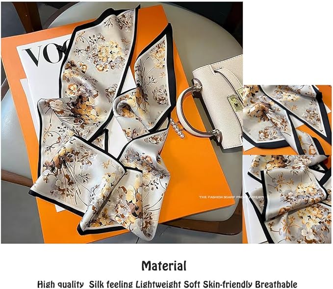 Livrerpi Silk Feeling Head Scarf Fashion Satin Hair Scarf Square Long Scarves for Women Gifts