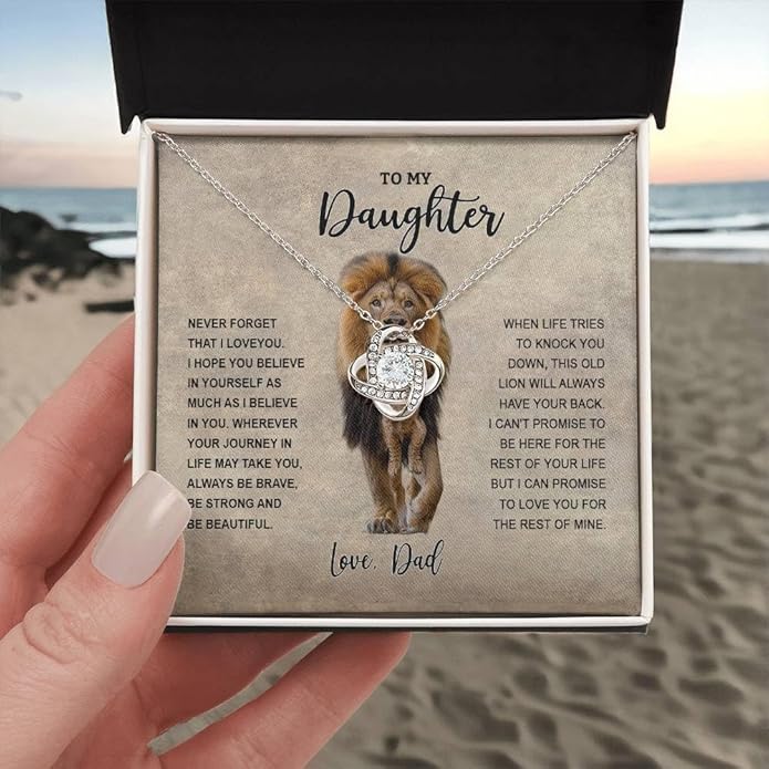 VIRAGIL To My Daughter Gift Necklace From Dad or Mom - Badass Daughter Jewelry With Heartfelt Message & Elegant Box