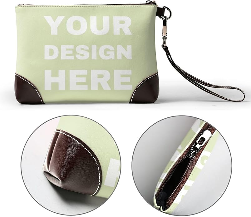 Custom Leather Wristlet Personalized Wallets For Women Men Wristlet Handbags Customized Clutch Purses For Women