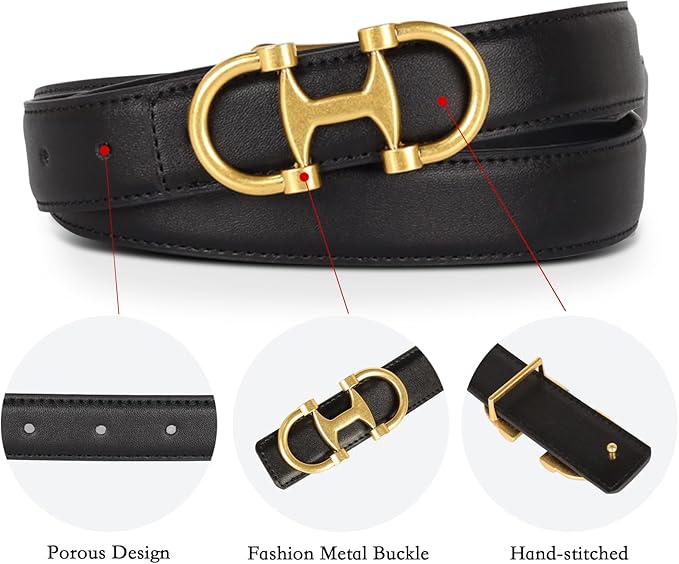 Relang Women's Belts with Gold Buckle, Fashion Waist Band, Elegant Ladies' Belt, Gift for Women