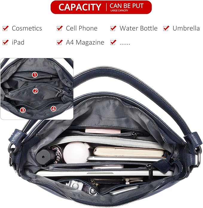 Realer Hobo Crossbody Bags for Women Designer Faux Leather Hobo Handbags Retro Large Size Shoulder Bag Bucket Purse