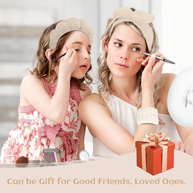 Makeup Headband & Wristband Spa Set – Puffy Sponge Skincare Headband for Washing Face, Soft Non-Slip Set for Women & Teen Girls, Ideal Present for Teen Girls Birthday