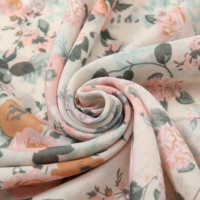 Yeieeo Boho Scarf for Women Lightweight Floral Printed Scarf Fall Winter Fashion Fringed Shawl