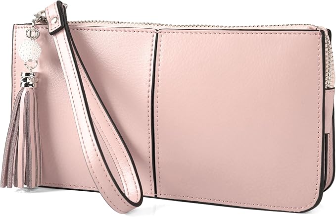 befen Genuine Leather Wristlet Clutch for Women Ultra-Slim Ladies Credit Card Holder Wallet Purses with RFID Protection