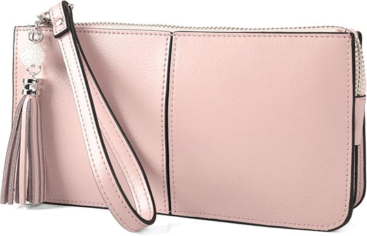 befen Genuine Leather Wristlet Clutch for Women Ultra-Slim Ladies Credit Card Holder Wallet Purses with RFID Protection