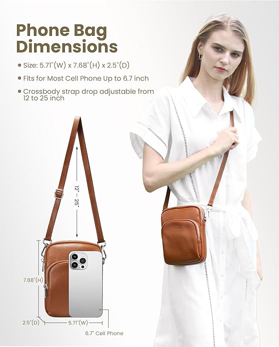 befen Small Genuine Leather Crossbody Bag for Women Trendy Crossbody Purses with RFID Blocking Card Slots