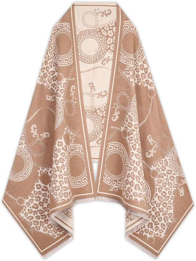 EXTREE Scarfs for Women Pashmina Silky Shawl Wrap for Evening Dressing Blanket Open Front Poncho Cape