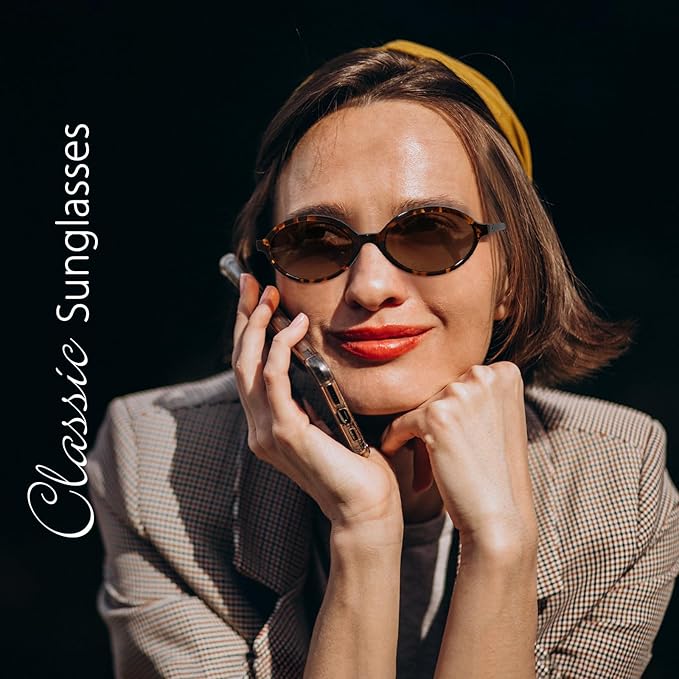 WOWSUN Retro Oval Sunglasses Womens Trendy Sun Glasses Sunnies UV400 Protection