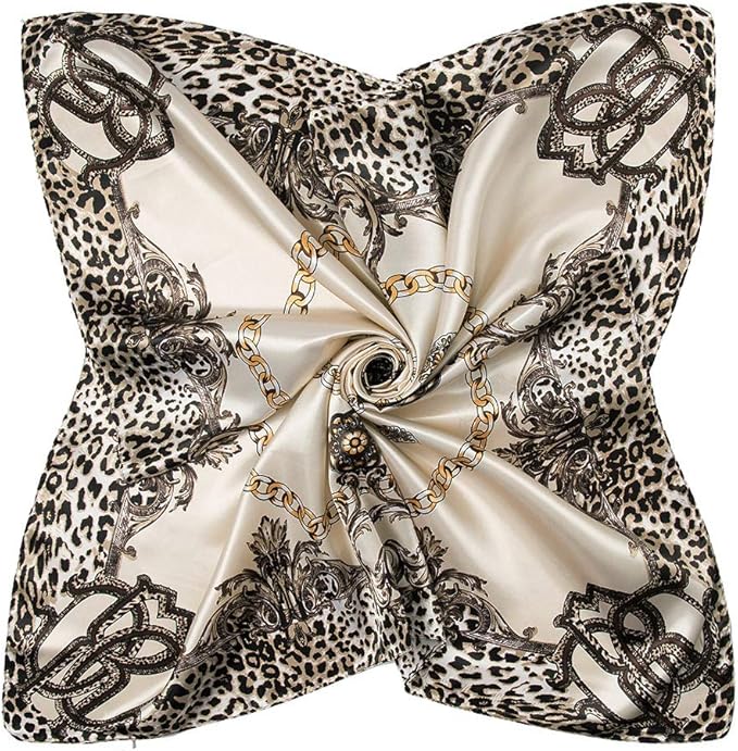 YOUR SMILE Silk Like Scarf Women's Fashion Pattern Large Square Satin Headscarf Headdress