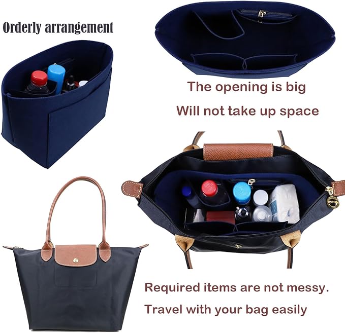 Purse Organizer for Le Pliage Handbags insert Organizer insert 1012blue-S