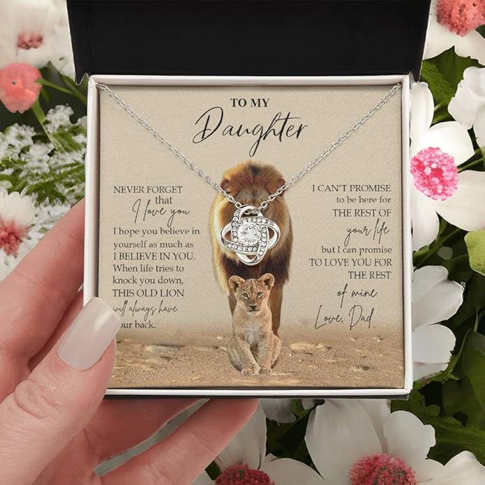 VIRAGIL To My Daughter Gift Necklace From Dad or Mom - Badass Daughter Jewelry With Heartfelt Message & Elegant Box