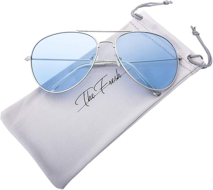 The Fresh Classic Aviator Frame Light Color Lens XL Oversized Sunglasses Gift Box