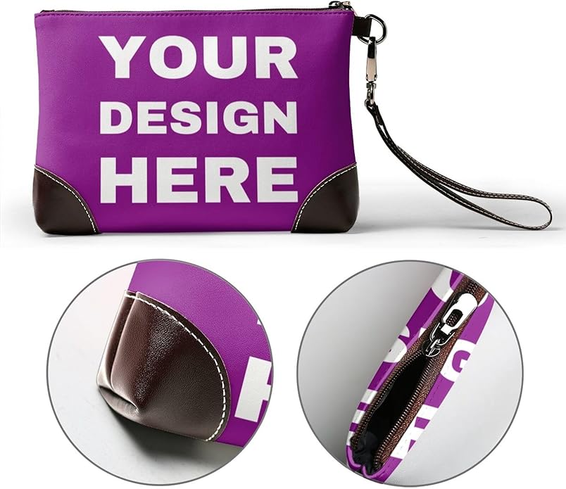Custom Leather Wristlet Personalized Wallets For Women Men Wristlet Handbags Customized Clutch Purses For Women