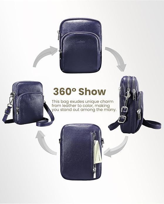 befen Small Genuine Leather Crossbody Bag for Women Trendy Crossbody Purses with RFID Blocking Card Slots