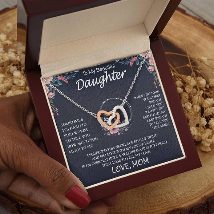 VIRAGIL To My Daughter Gift Necklace From Dad or Mom - Badass Daughter Jewelry With Heartfelt Message & Elegant Box
