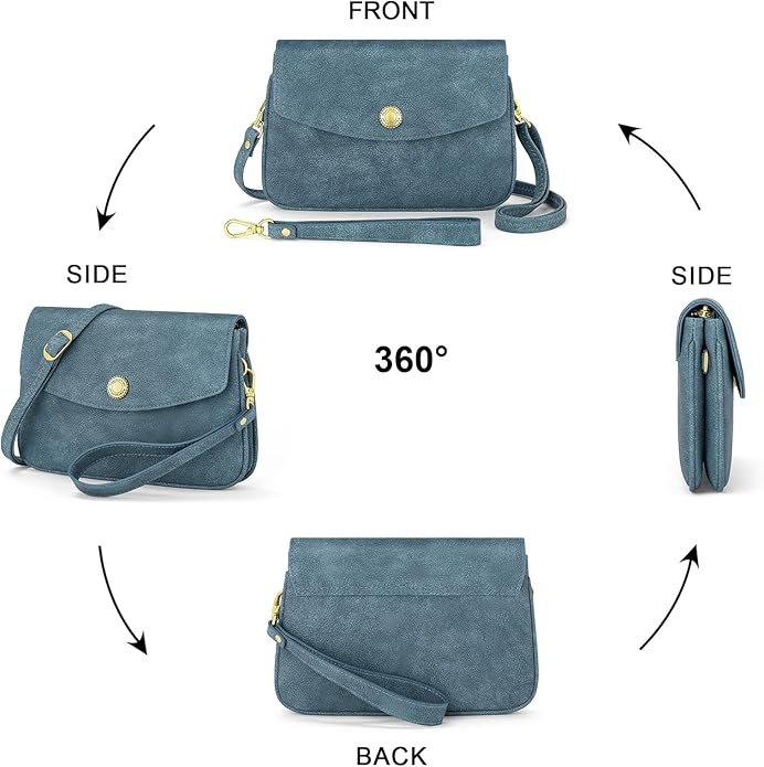Peacocktion Small Crossbody Bags for Women Travel Wristlet Wallets Trendy Small Vegan Leather Cell Phone Purse Handbag