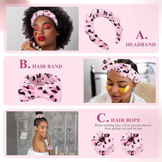 Spa Headbands for Women，Makeup & Skincare Headbands for Washing Face，Face Wash Head band for Women，Cute Hair Band for Girls，Stocking Stuffers For Teen Girls