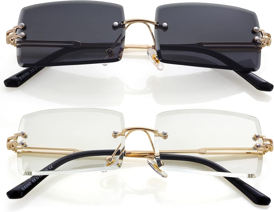 Kursan Frameless Rectangle Sunglasses for Men Women Small Rimless Sun Glasses Shades UV400 Protection