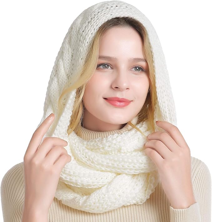 QUEENFUR Winter Women Thick Cable Knit Ribbed Infinity Circle Loop Scarf