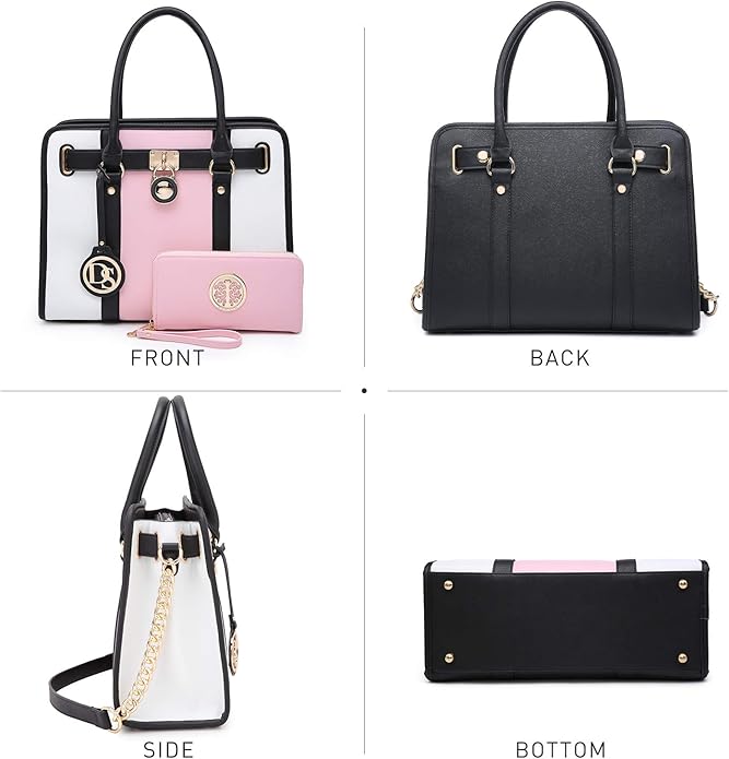 Dasein Handbags Purses Set for Women Top Handle Satchel Shoulder Bags Large Work Tote Bag with Matching Wallet
