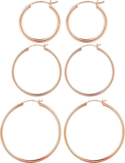 M MOOHAM 14K-Gold-Plated Hoop Earrings for Women - Hypoallergenic 14K Gold 925 Sterling silver-plated Post Sensitive Ears Nickel Free Hoops Earrings Set for Women Jewelry Lightweight 13-60mm