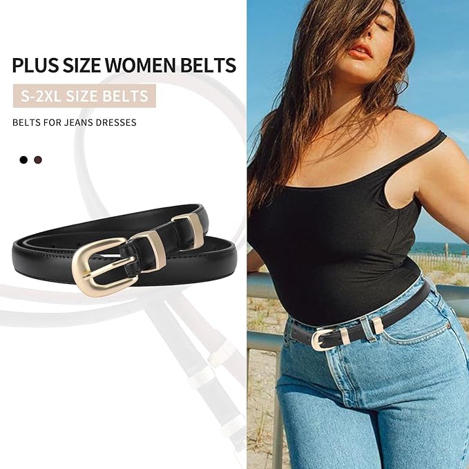 TINIDI Women Genuine Leather Belt for Jeans Pants Dress Fashion Ladies Waist Belt with Gold Buckle