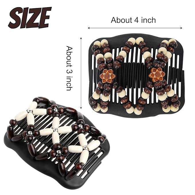 5 Pieces Stretchy Magic Hair Comb Adjustable Elastic Comb Hair Clip for Women Girls No Crease Hair Pins Vintage Hair Bun Maker Hair Accessories for Curly Thick Wavy Hair Ponytail, Mixed