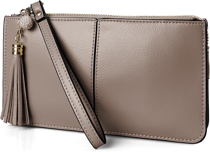 befen Genuine Leather Wristlet Clutch for Women Ultra-Slim Ladies Credit Card Holder Wallet Purses with RFID Protection