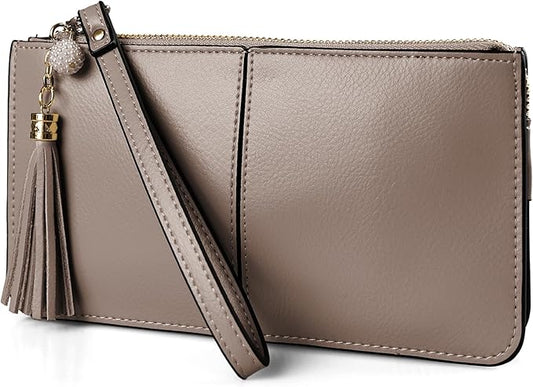 befen Genuine Leather Wristlet Clutch for Women Ultra-Slim Ladies Credit Card Holder Wallet Purses with RFID Protection