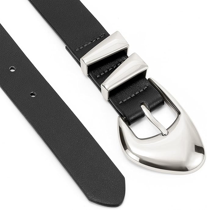 XZQTIVE Women's Leather Belts for Jeans Dress Pants Black Brown Belts for Women Ladies Waist Belts with Gold Buckle