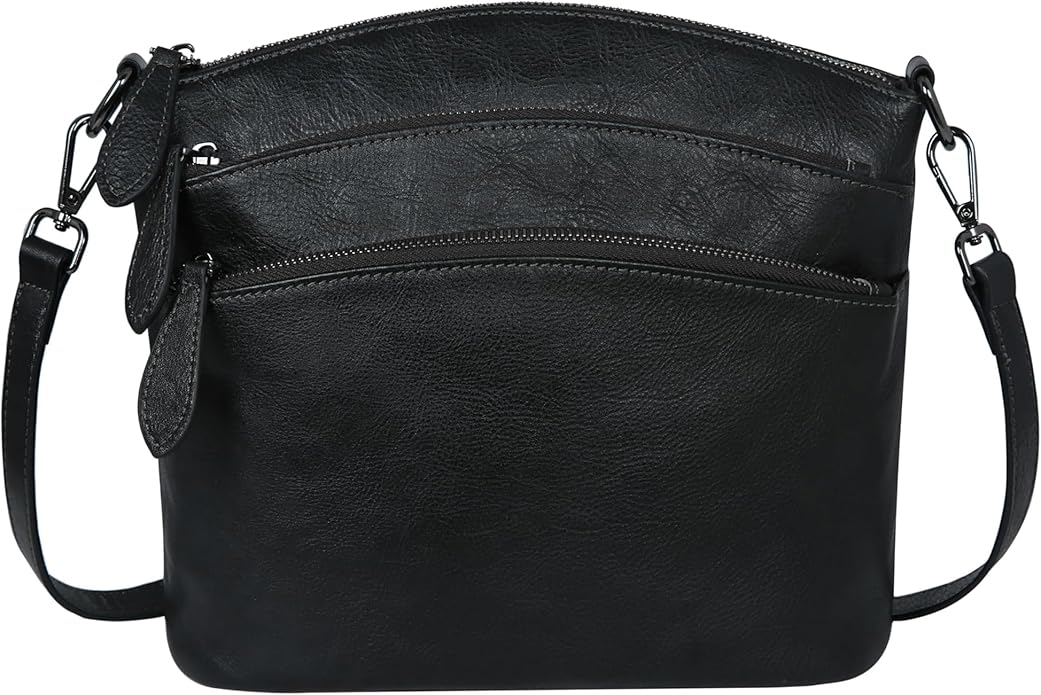 HESHE Crossbody Bags for Women Genuine Leather Purses with Multi-Pockets Vintage Ladies Small Shoulder Satchel Bag
