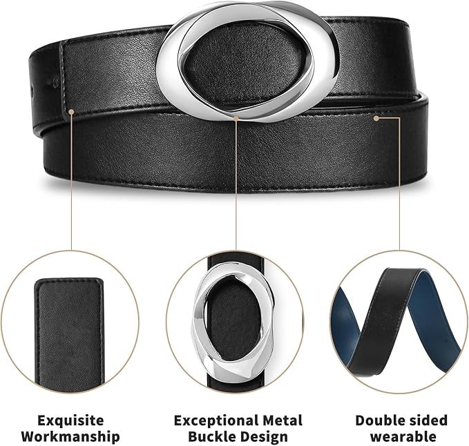 Women's Belt Fashion Buckle Premium Synthetic Leather Ladie Belts for Jeans Minimalist Design Gifts for Women