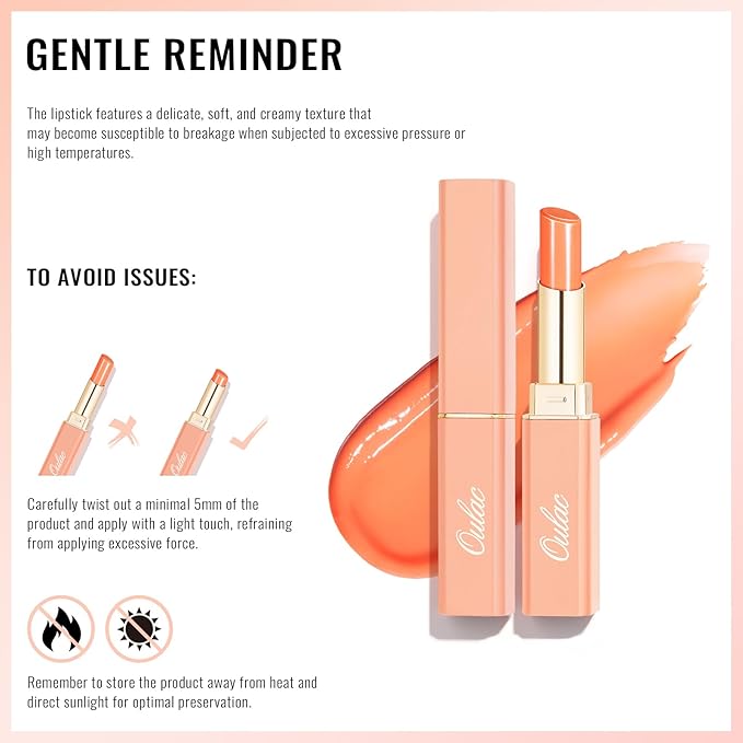 Oulac Shine Pink Lipstick for Women, 2 in 1 Glossy Light Pink Tinted Lip Balm, Hydrating Lipstick for Dry Lips, Moisture Shine Juicy Finish Vegan 2.2g/0.07oz (22)