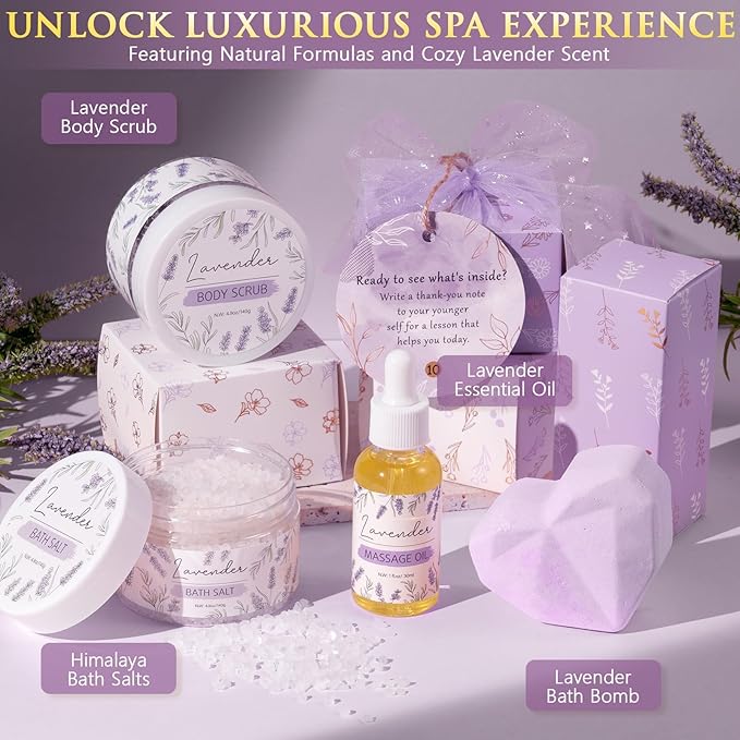 Valentines Gifts for Women & Teenage Girls, 10 Day Self Love Challenge to Unlock 10 Wrapped Spa Gift Baskets, Tween Teen Girl Trendy Stuff Bath Shower Sets Self Care Birthday Gifts Stocking Stuffers