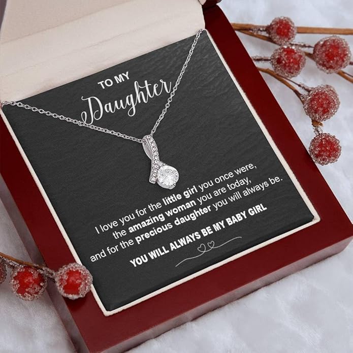VIRAGIL To My Daughter Gift Necklace From Dad or Mom - Badass Daughter Jewelry With Heartfelt Message & Elegant Box