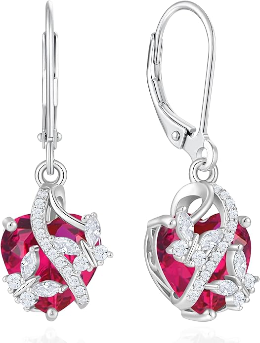 Butterfly Earrings for Women 925 Sterling Silver Heart Earring Birthstone Jewelry