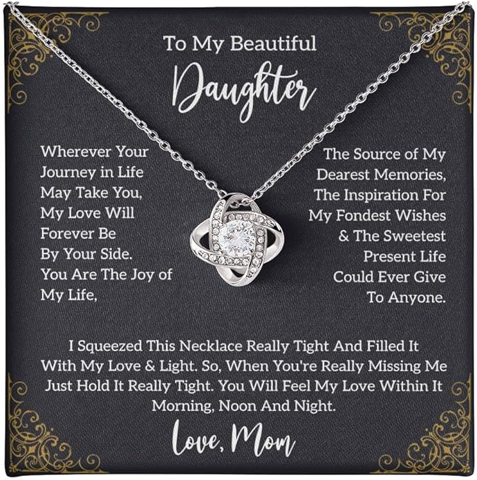 VIRAGIL To My Daughter Gift Necklace From Dad or Mom - Badass Daughter Jewelry With Heartfelt Message & Elegant Box