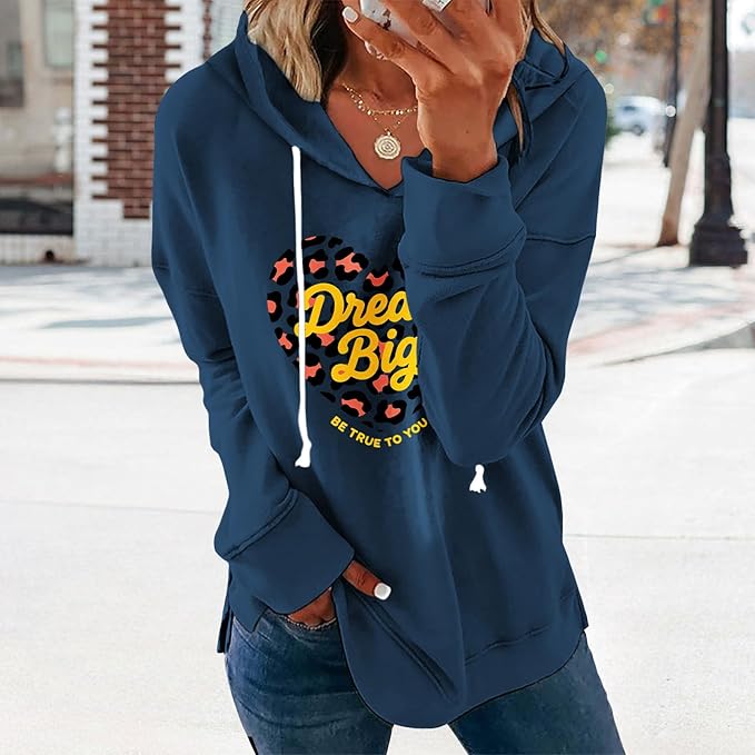 Women's Brown Mandala Print Hoodie Long Sleeve Loose Fit Tunic Top with Drawstring Side Split for Fall Winter