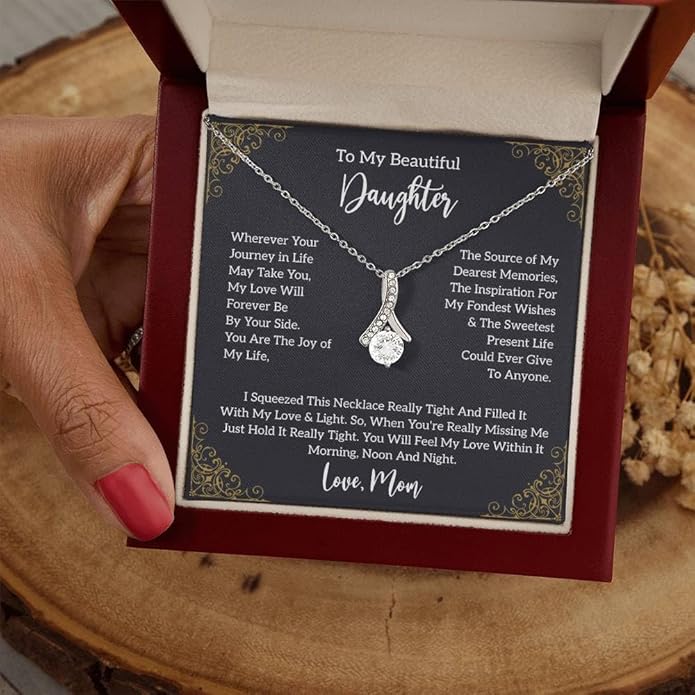 VIRAGIL To My Daughter Gift Necklace From Dad or Mom - Badass Daughter Jewelry With Heartfelt Message & Elegant Box