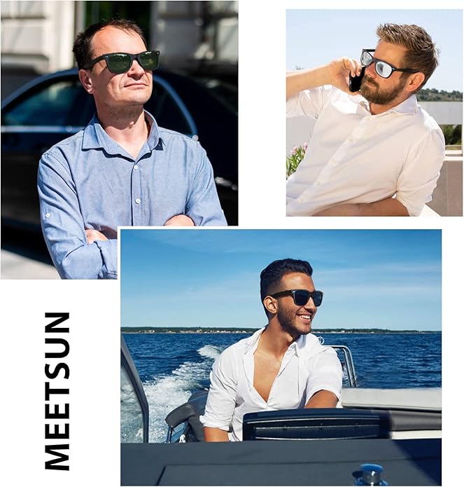 MEETSUN Retro Polarized Sunglasses for Women Men Classic Mirror Lens Driving Trendy Sun Glasses UV Protection (3 Pack)