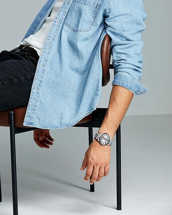 CIVO Analog Wrist Watches for Men: Waterproof Stainless Steel Mens Watches - Silver Watch with Easy Read Dial Men's Watch for Gift