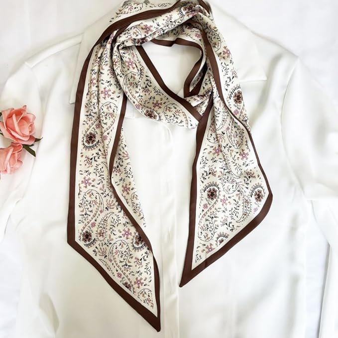 Silk Head Scarf for Hair Fashion Headwrap for Women Lightweight Neck Tie