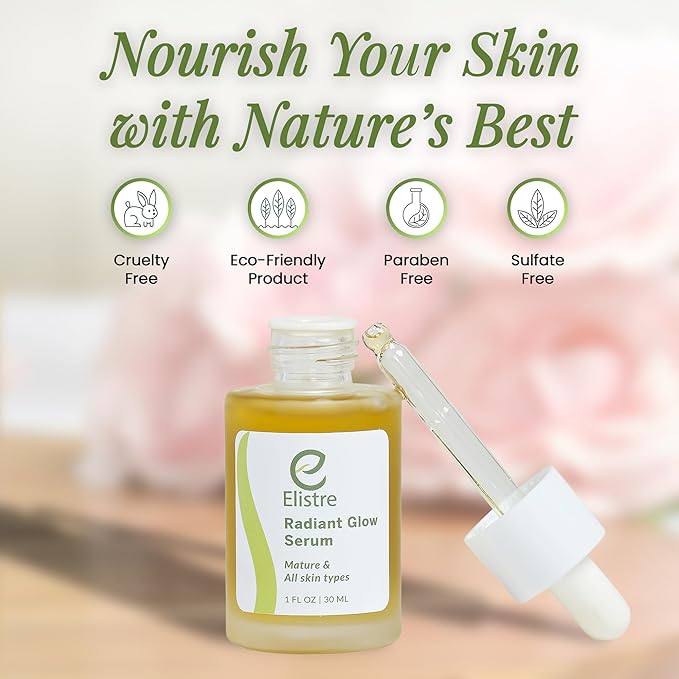 Elistre Radiant Glow facial oil with Vitamin C, Blend of Exotic Essential and Nurturing plant oils, For Very Dry skin Types