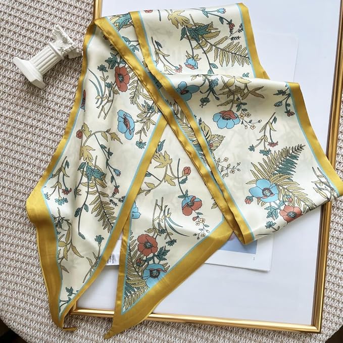 Silk Head Scarf for Hair Fashion Headwrap for Women Lightweight Neck Tie